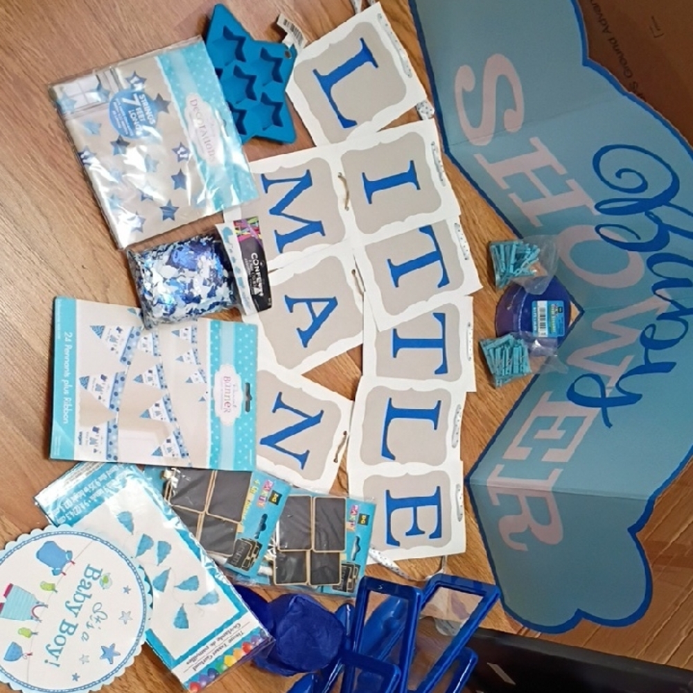 Blue and White Baby Shower Decorations
